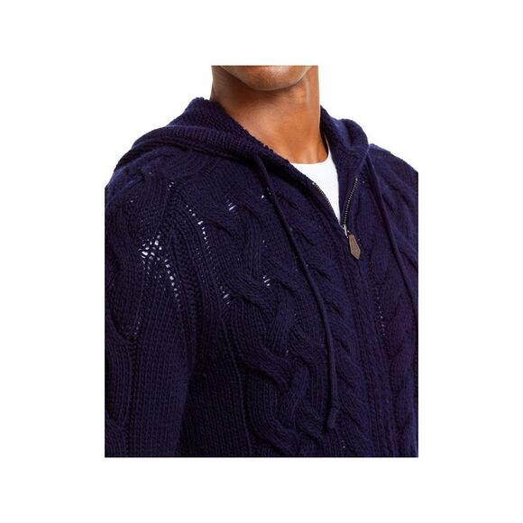 THE MENS STORE Mens Navy Collarless Full Zip Wool Blend Sweater XXL - Picture 4 of 4